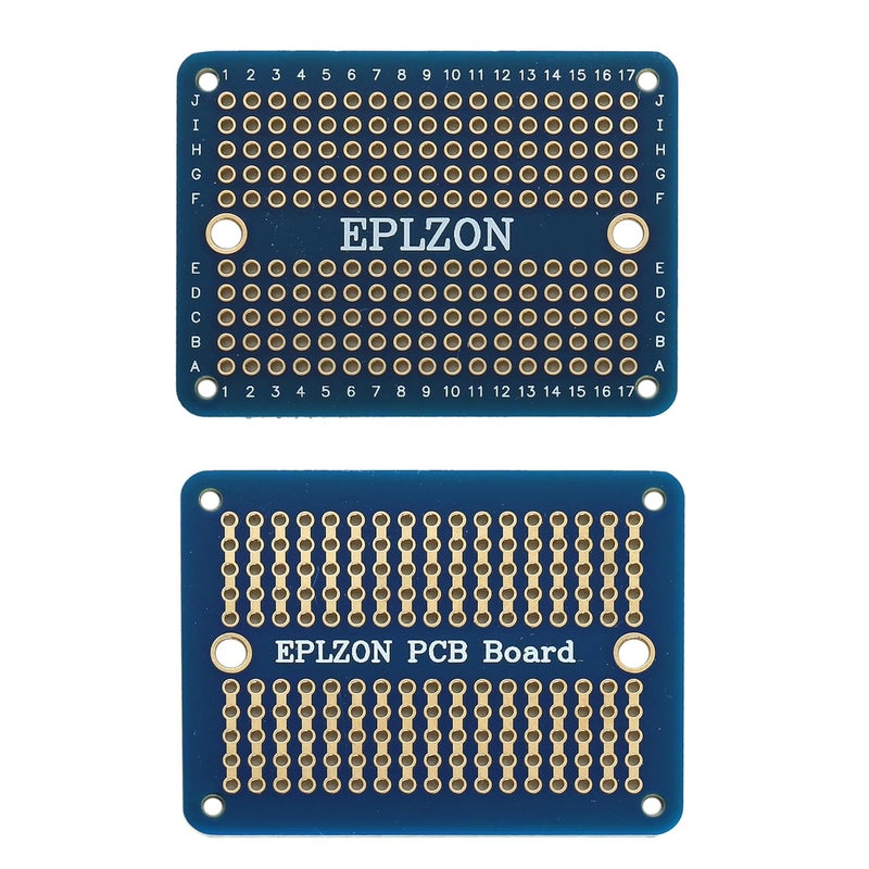 EPLZON Solderable Breadboard Mini PCB Board Gold-Plated Solder Breadboard for DIY Electronics Projects Apply to Soldering Projects 2.0"x1.5" Mixed Color(Pack of 10 Pcs,Blue) - Image 2